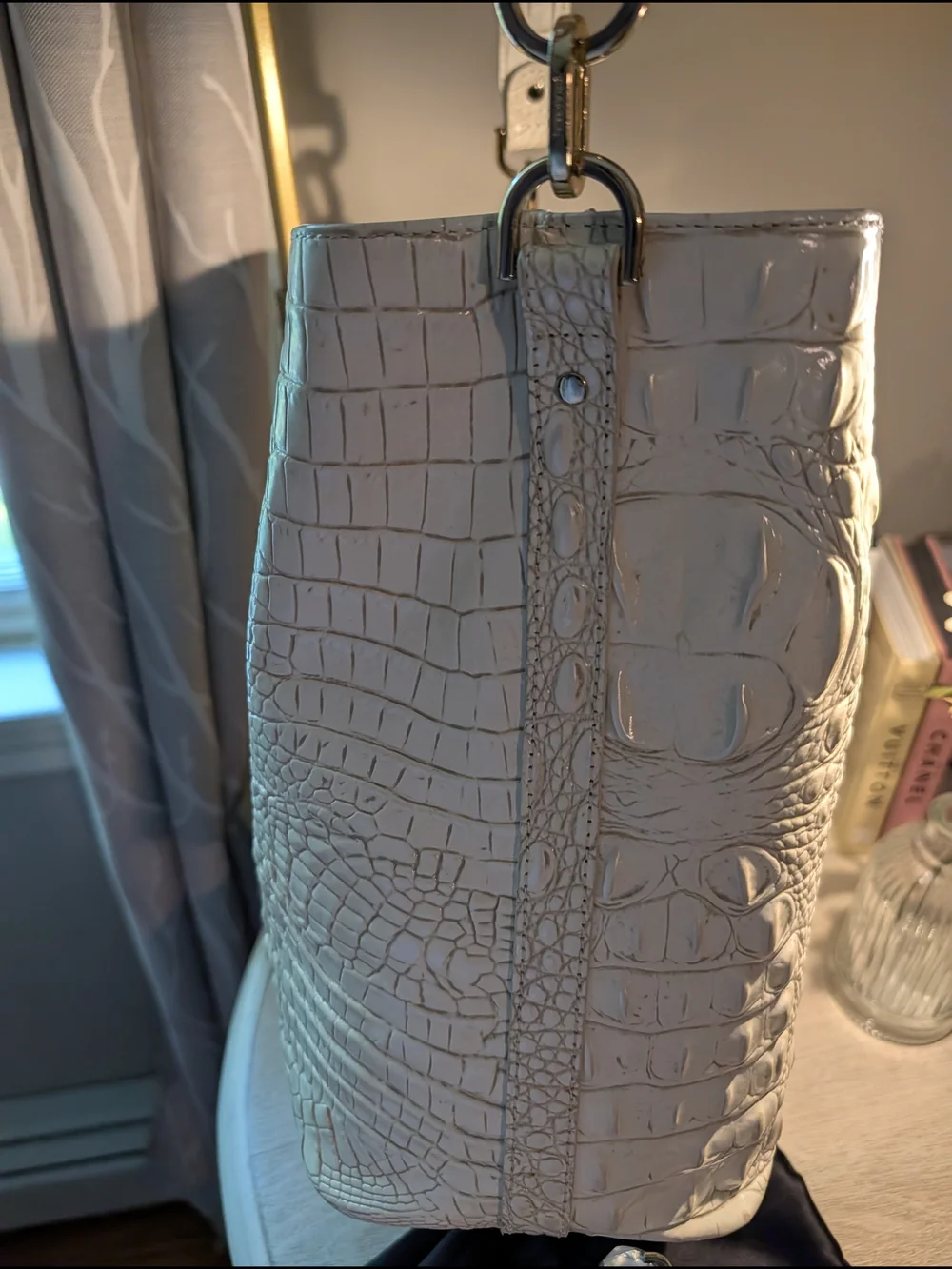 Brahmin Celina Leather Bucket Bag With Dustbag In Coconut Milk Colorway